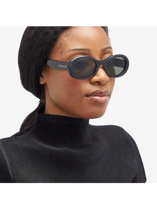 Gucci GG1587SA 001 Sunglasses Black Oval Frame, Grey Lenses main image 10